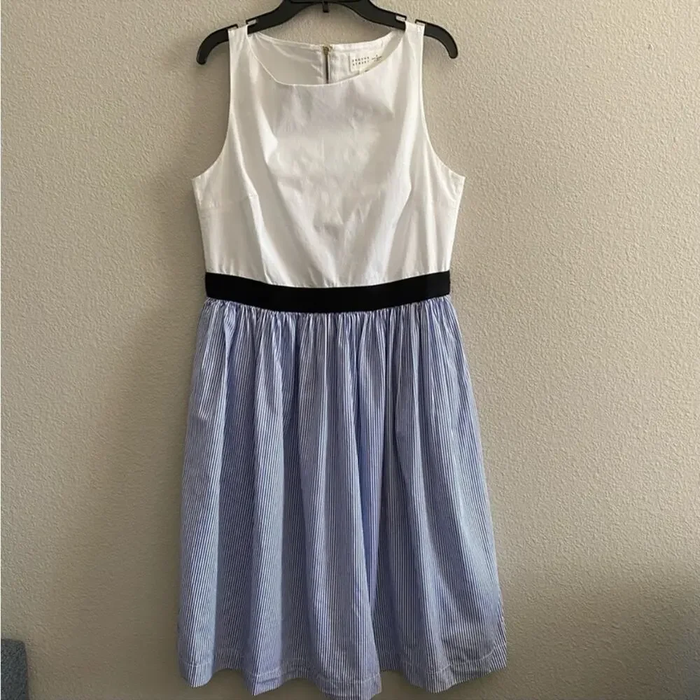 Kate Spade Broome Street Pinstripe blue & white dress. Sz 8 $229 - Picture 6 of 15